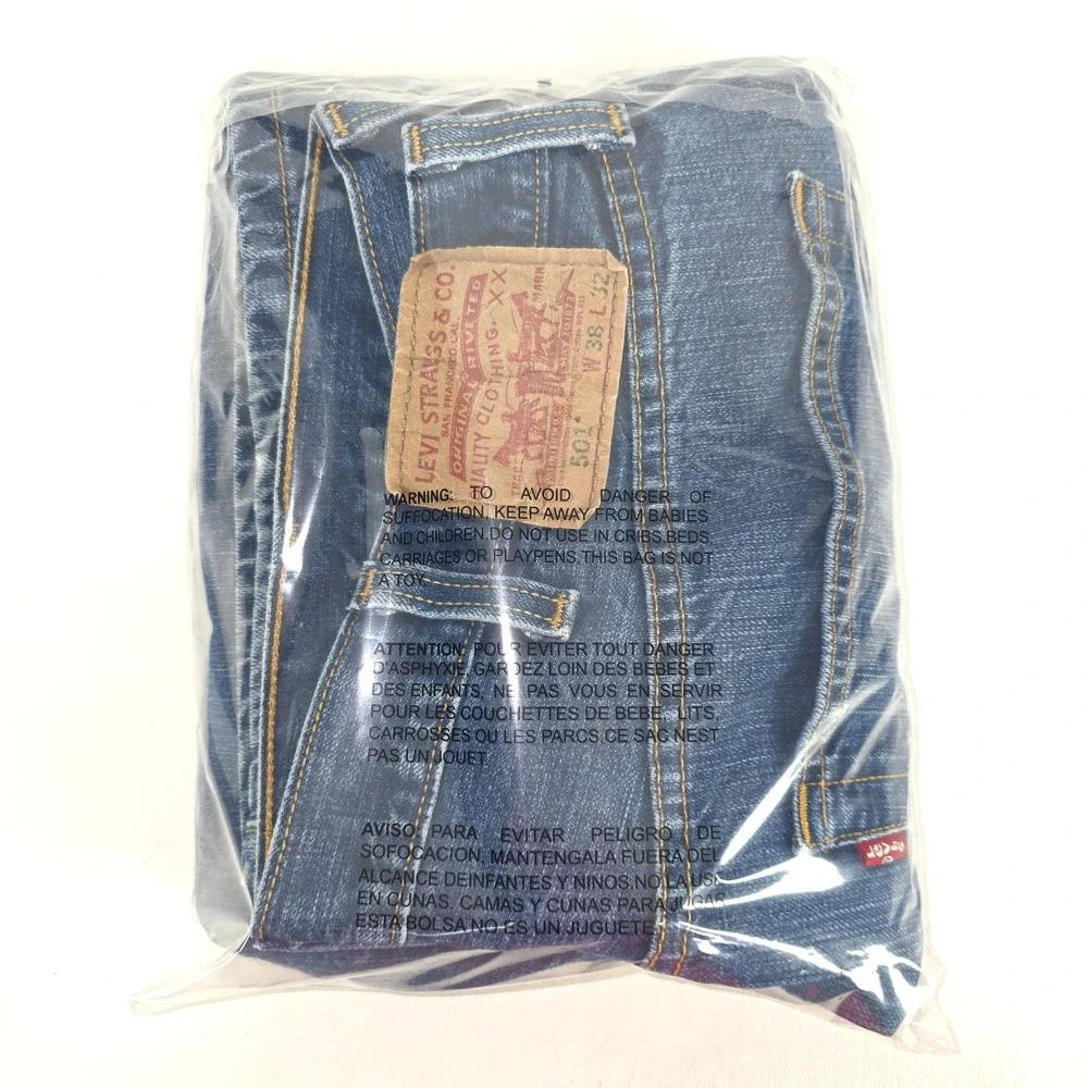 Levi's 501 Jeans Men 36x32 (38x32) Straight Leg Medium Wash Denim Whiskers Faded